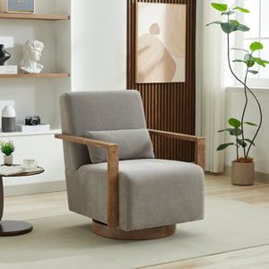 English Elm 29.13"w Boucle Swivel Accent Chair Open Back 360 Rotation Modern Lounge Seating Gray W3188P417948