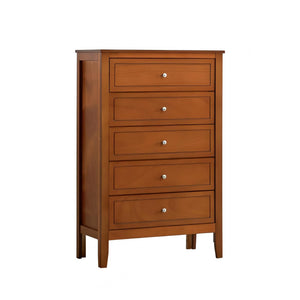 English Elm Daniel Assembled 5-Drawer Chest with English Dovetail Drawers, Metal Hardware & Solid Wood Frame Oak 51 L x 34 W x 18 H B078P400745