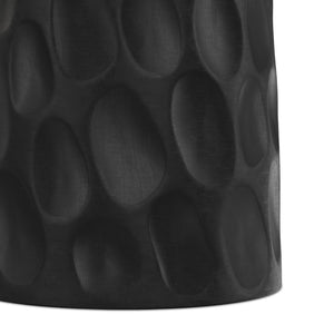 English Elm Boyd Solid Mango Wood Accent Table Hand Carved Geometric Matte Black Sculptural Side B136P414668