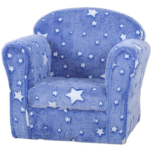 English Elm Qaba Kids Sofa Chair - Cozy Glow-In-The-Dark Star Design, Portable Upholstered Toddler Seat, Blue W2225P229321-GIGA