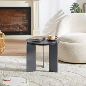English Elm Round Eco-Friendly Coffee Table with Distressed Oak Laminate Top & Black Metal Feet, Modern Durable Design W820P272124