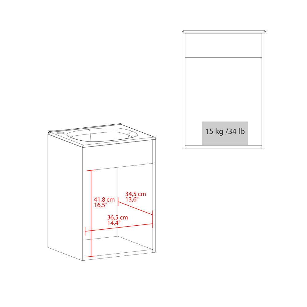 English Elm Hudson Vanity Sink Cabinet with Integrated Storage for Small Bathrooms, Modern Minimalist Durability Black B092P329250