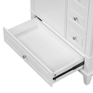 English Elm Christopher Knight Home® - 30" Freestanding Bathroom Vanity with Ceramic Sink, Soft-Close Door, Gold Knobs & 3 Drawers, Durable Painted Finish White N759P225994K