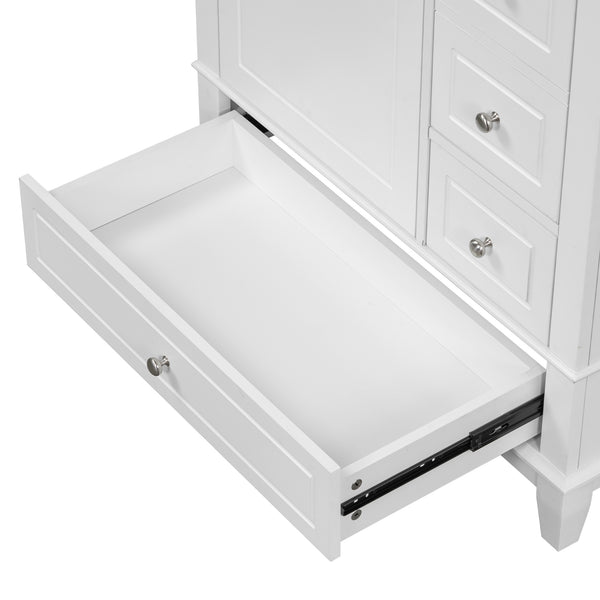 English Elm Christopher Knight Home® - 30" Freestanding Bathroom Vanity with Ceramic Sink, Soft-Close Door, Gold Knobs & 3 Drawers, Durable Painted Finish White N759P225994K