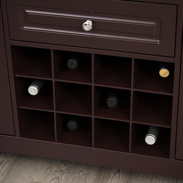 English Elm HOMCOM Espresso Sideboard Buffet Cabinet with Drawer & Removable 12-Bottle Wine Rack, Sturdy MDF Storage (45.75"W) W2225P173874