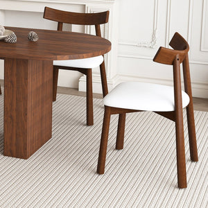 English Elm 62.9" Oval Walnut Veneer Dining Table Seats Six Modern Farmhouse Waterproof Surface W2700S00125