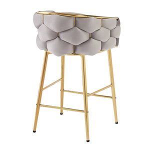 English Elm Christopher Knight Home® - 28'' Velvet Counter Stools Set of 2 with Gold Iron Frame, Plush Back & Footrest for Kitchen Grey N780P199861G