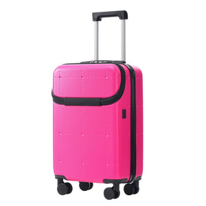 English Elm Luggage 5 Piece Hardside Abs Set with Front Access Carry on and Tsa Spinner Wheels Pink N732P391557F