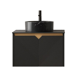 English Elm Dina Floating Bathroom Vanity with Sintered Stone Top and Crystal Glass Basin W2615S00645