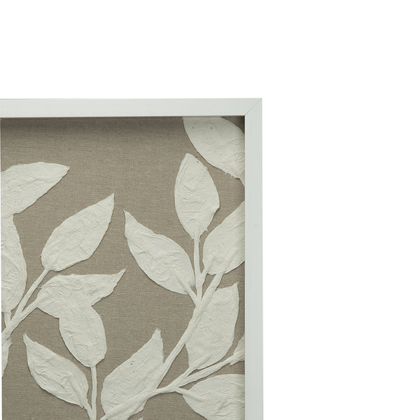 English Elm S/2 Estella Paper Floral Shadow Box Wall Decor Set of 2 — White Frames on Beige Backing, Feminine Accent (33.9" H) W2078P205313