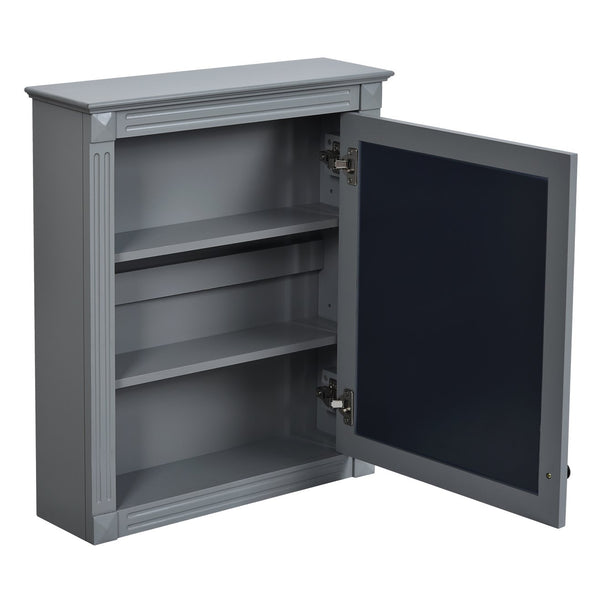 English Elm 24'' 24'' Wall Mounted Bathroom Mirror Cabinet with Adjustable Shelves, Space-Saving Modern Storage Solution Grey N710P195492E