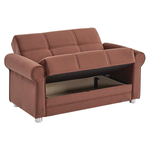 English Elm PrimeNest Liora Collection Upholstered Convertible Loveseat with Storage, Microfiber Sleeper, Compact Comfort and Durable Craftsmanship Reddish Brown B030P281714