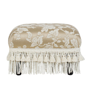 English Elm Jennifer Taylor Home - Fiona Elegant Footstool Ottoman - Handcrafted Champagne Beige Floral Jacquard For Versatile Use B2719P238152