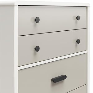 English Elm 5-drawer Tall Dresser with Matte Black Handles Two-toned Finish for Urban Bedroom B2733P444489