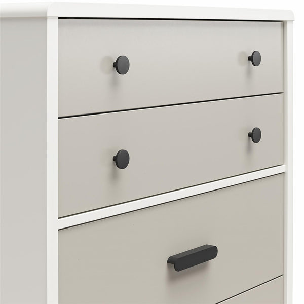 English Elm 5-drawer Tall Dresser with Matte Black Handles Two-toned Finish for Urban Bedroom B2733P444489