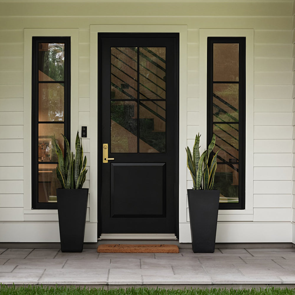 English Elm 22"Tall Planter Set of 2 Black - 22" Self-Watering Porch Planters with Drainage, Inner Bucket & Gauge W3101P335175