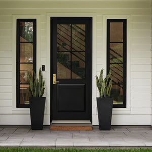 English Elm 22"Tall Planter Set of 2 Black - 22" Self-Watering Porch Planters with Drainage, Inner Bucket & Gauge W3101P335175