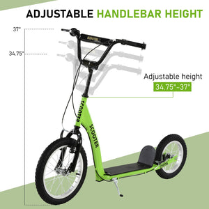English Elm Aosom Kids Kick Scooter Steel Frame Inflatable Wheels Adjustable Handlebar Ages 5 Up W2225P249784