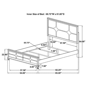 English Elm Gwendolyn Ivory Boucle Queen Bed with Led Star Headboard and Turned Feet B062S01620