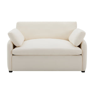 English Elm 50*43" Oversized Chenille Armchair Deep Lounge Seat Modern Minimalist Living Room Chair Cream N723S5042A