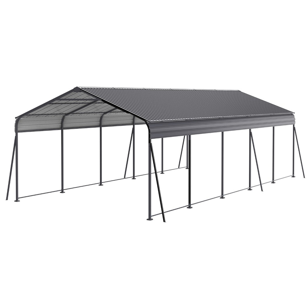 English Elm Metal Carport 13x26 Ft Galvanized Steel Frame Outdoor Vehicle and Boat Shelter W419S00062