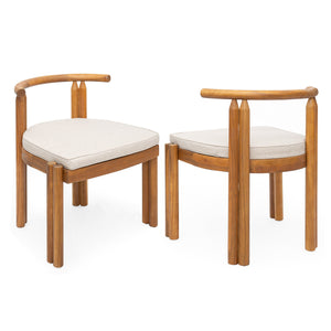 English Elm Christopher Knight Home® - Cove Acacia Wood Armless Dining Chairs Set Of 2 – Stylish Teak Finish & Comfortable Beige Cushions N775P329651T