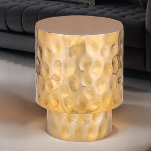 English Elm ET-90-25-16 Hand-Hammered Modern End Table in Gold Stainless Steel — Versatile Copper & Silver Options B009P321119