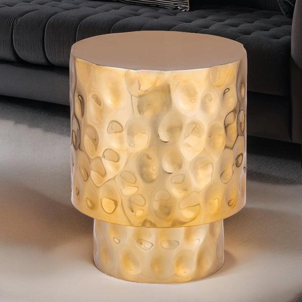 English Elm ET-90-25-16 Hand-Hammered Modern End Table in Gold Stainless Steel — Versatile Copper & Silver Options B009P321119