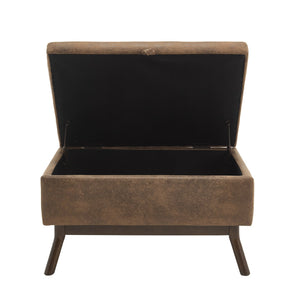 English Elm Mid-century square storage bench with solid wood frame, microfiber upholstery, versatile ottoman seat and tabletop functionality for living room and entryway appeal Coffee W1539P269650