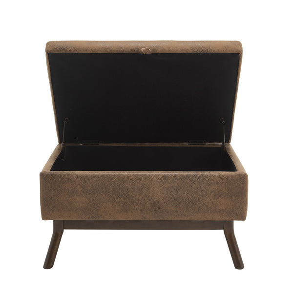 English Elm Mid-century square storage bench with solid wood frame, microfiber upholstery, versatile ottoman seat and tabletop functionality for living room and entryway appeal Coffee W1539P269650