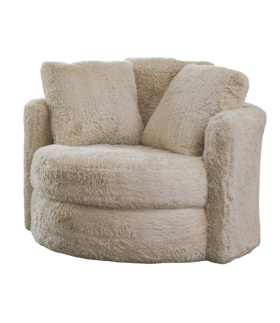 English Elm Contemporary Plush Armless Chair with Metal Legs, Adjustable Headrest, Boxed Cushions & Chaise Comfort beige brown,Cream 52 L x 52 W x 31 H B2741P378643