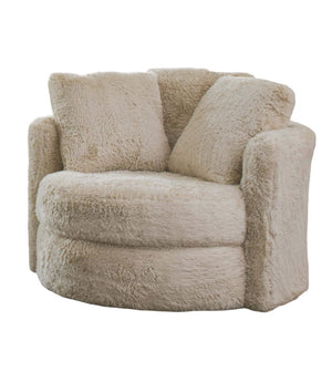 English Elm Contemporary Plush Armless Chair with Metal Legs, Adjustable Headrest, Boxed Cushions & Chaise Comfort beige brown,Cream 52 L x 52 W x 31 H B2741P378643