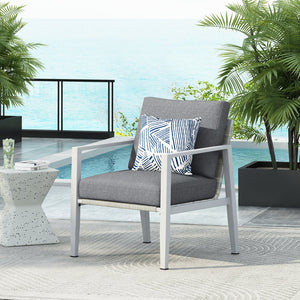 English Elm Christopher Knight Home® - Silver Aluminum Lounge Chair with Gray Cushions, Rope Accents, Weather-Resistant Frame for Patio Comfort and Style N767P237034W