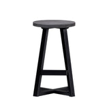 Walker Edison Rustic Grey Solid Wood Dining Stool - Distressed Pine, Two-Tone Finish