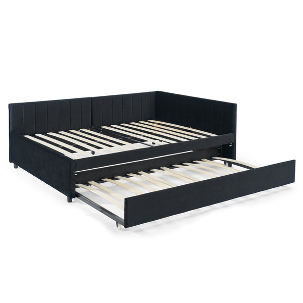 English Elm Full Size Daybed With Trundle - Stylish Velvet Sofa Bed Frame For Cozy Spaces & Overnight Guests W1413S00086