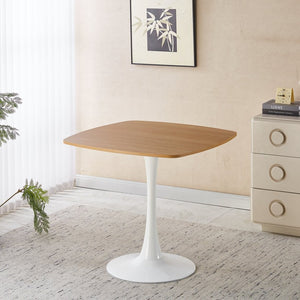 English Elm 1+4,5pieces Mid-century Dining Set White Mdf Top Tapered Metal Legs Seats Six W3766S00009