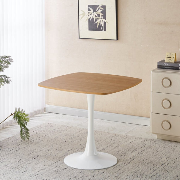 English Elm 1+4,5pieces Mid-century Dining Set White Mdf Top Tapered Metal Legs Seats Six W3766S00009
