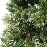 Christopher Knight Home® - Noble House - 7.5-foot Cashmere Pine and Mixed Needles Pre-Lit Clear LED Hinged Artificial Christmas Tree with Snow and Glitter Branches and Frosted Pinecones