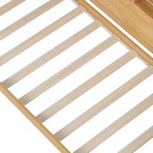 English Elm Wooden Twin Daybed with Trundle, Built-In Desk and Side Storage Shelves for Space-Saving Living Natural 54.4 L x 18 W x 5.6 H N733S242275M