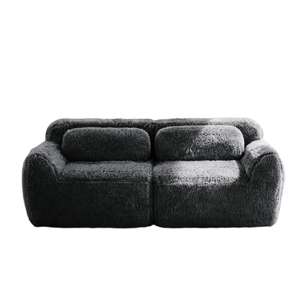 English Elm 2-seater Modular Cloud Sofa Plush Fluffy Sectional with Pillows for Living Room Dark Grey W714P380187