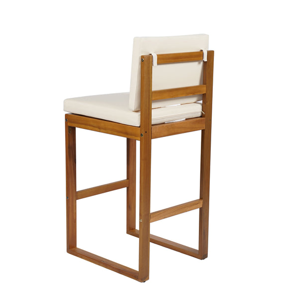 English Elm Christopher Knight Home® - Outdoor Acacia Wood Barstool set brings rustic-modern charm, durable solid wood, water-resistant cushions, easy assembly Teak+ Beige 43 L x 24.25 W x 11.5 H N776P285374T