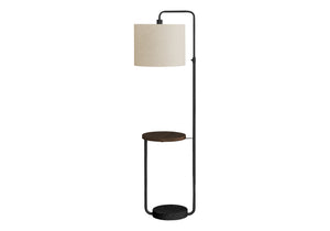 English Elm Lighting, 65"H arc floor lamp with ivory drum shade, sleek metal frame, 100W max, foot switch, modern ambiance Black 17 L x 16 W x 28 H B2710P221310