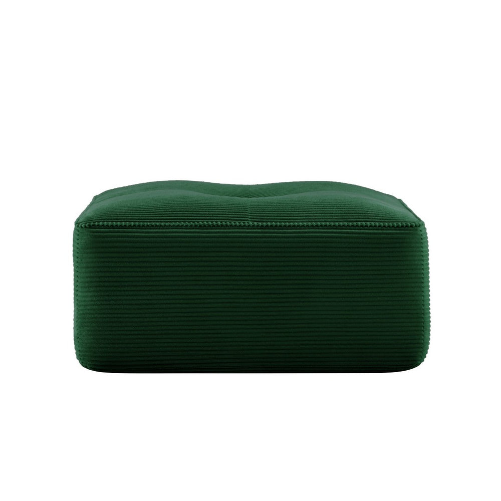 English Elm Ottoman Corduroy Upholstered Modular Accent Piece with High Resilience Foam and Curved Arms Green W714P364692