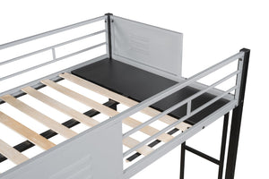 English Elm Triple Bunk Bed Steel Frame with Wood Slats Converts to Three Twin Beds W427S00071