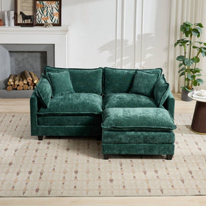 English Elm Cloud Modular Sofa Two Seat Chenille Upholstered Couch for Living Room Lounge Green W1143P310497