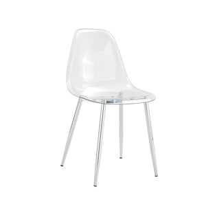 English Elm Table and Chair Set with Marble Glass Top Silver Legs Four Transparent Seats W1151S04648