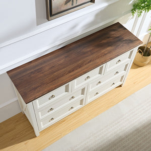 English Elm Farmhouse 7-Drawer Dresser - Rustic Storage Organizer For Bedroom, Living Room & Hallway Decor W2393P195498