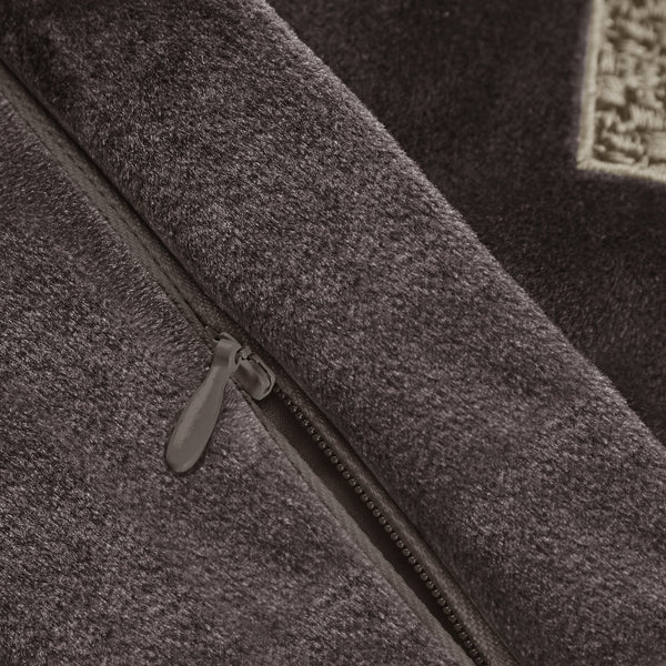 English Elm European Velvet Embroidered Geometric Pillow Sham with Metallic Stitching and Hidden Zipper Closure Brown 9.84 L x 1.72 W x 8.66 H B035128729