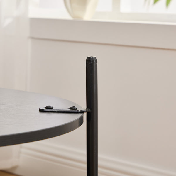 English Elm 30.7"Wide Plush Upholstered Ottoman Coffee Table with Open Wooden Shelf, Faux Fur Seat & Metal Legs Charcoal W3098P296970