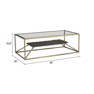 Zuo Modern Ranol Coffee Table In Elegant Brass With Glass & Marble Top - Perfect For Modern Living Spaces! Brass Glass,Natural Marble,Iron 110599-zuo-modern